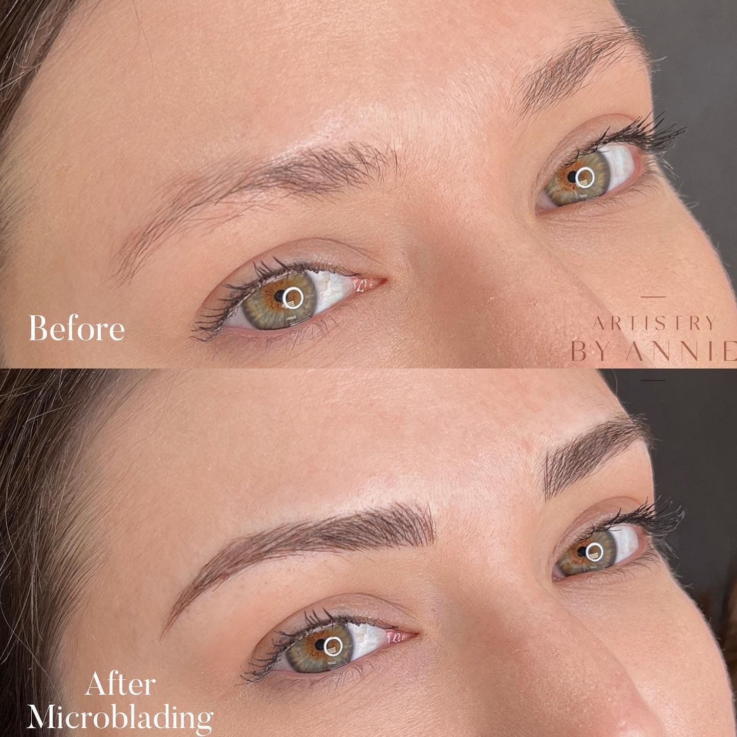 Microblading eyebrow shaping detail work at Ax Art Atelier